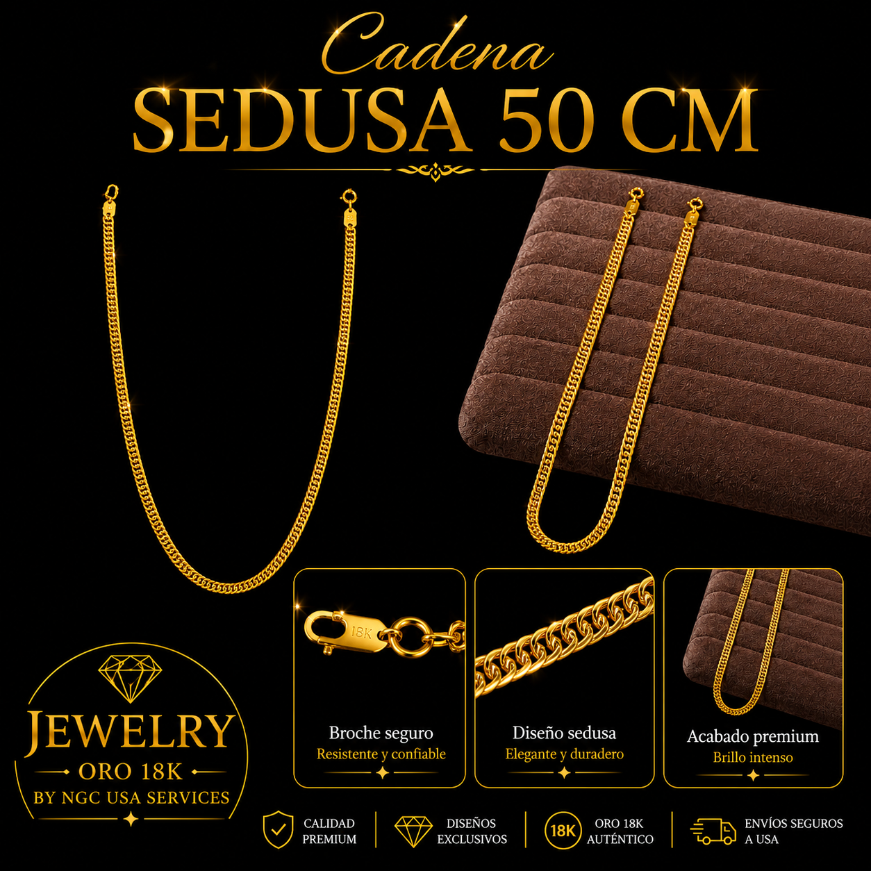 Cadena Sedusa 50cm Oro 18K - Jewelry NGC USA Services
