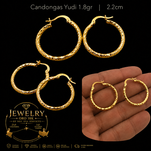 Candongas Yudi 1.8gr Oro 18K 2.2cm - Jewelry NGC USA Services