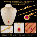 Set Cadena Veneciana + Dije Halo Oro 18K
