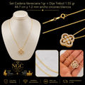 Set Cadena Veneciana y Dije Trébol Oro 18k