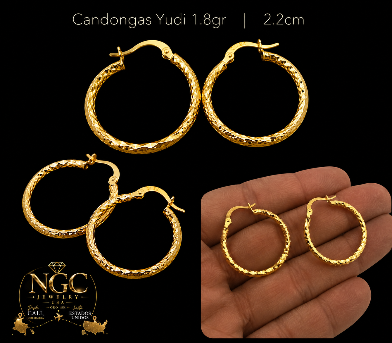 Candongas Yudi 1.8gr Oro 18K