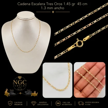 cadena escalera 3 oros joyeria oro ngc-jewelry