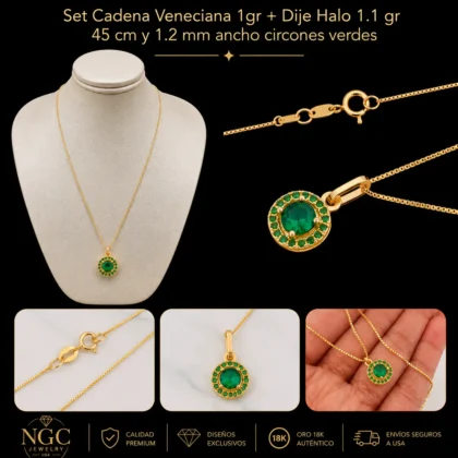 cadena venecian y dije halo joyeria oro ngc-jewelry