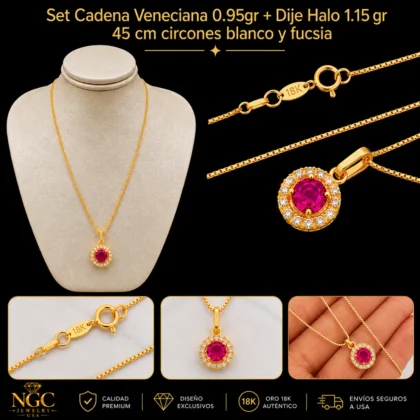 cadena venecian y dije halo joyeria oro ngc-jewelry